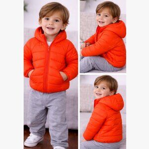 Wonder Nation Toddler Puffer Jacket Orange Lightweight Zip Coat 2T